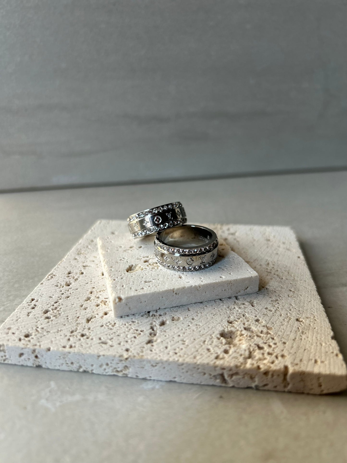 Silver diamond ring